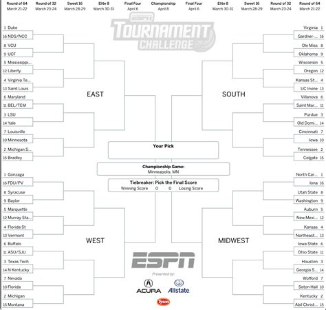 espn ncaa tourney bracket